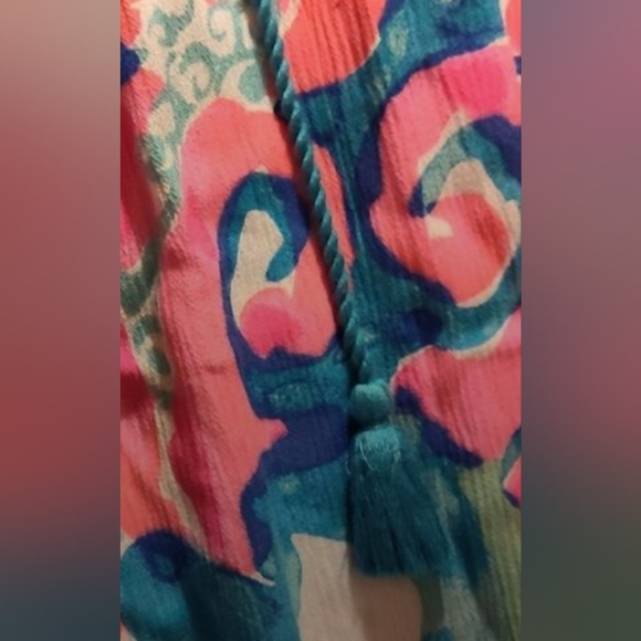 Lilly Pulitzer pink floral tassel swim dress cover... Or even a dress - Picture 3 of 4